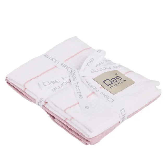 Πετσέτες Κουζίνας Σετ 2Τεμ 30x50 Das Home 0828 Pink-White 100% βαμβακερό 2