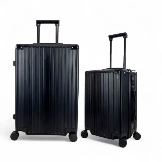 Σετ Σκληρών Βαλιτσών MCAN LG104-SET2 με Ποτηροθήκη, TSA Κλειδαριά & Μεταλλικές Γωνίες – 2 Τεμαχίων - Μαύρο