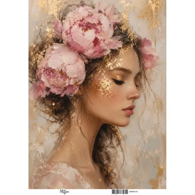 Ριζόχαρτο Maja's Memories, 30x42cm, Πορτρέτο με ροζ παιώνιες, MDR1184
