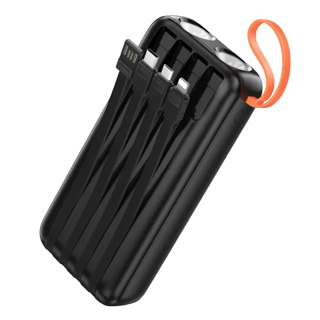 Power Bank Hoco J151A Spirit 20000mAh με 4 Καλώδια Φόρτισης, Φακό και LED Ένδειξη Μαύρο 3