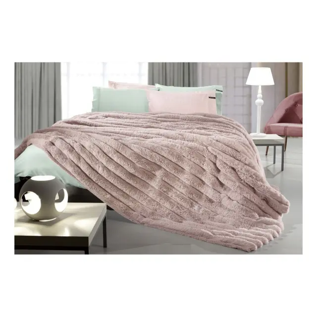 Κουβέρτα Γούνινη King Size Guy Laroche Old Pink 260x240