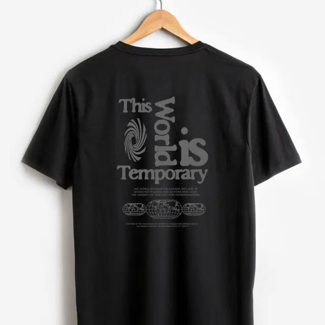 T-shirt Noshame® Μαύρο με τύπωμα The Worlds is Temporary - 122598 - XXL 3