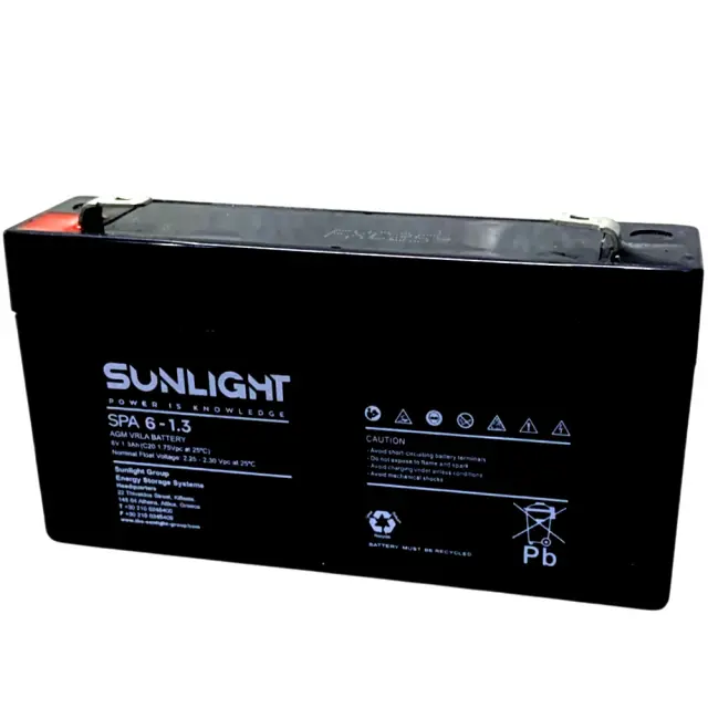Μπαταρία Sunlight VRLA AGM SPA (6V 1.3Ah) 0.29 kg 23mm x 48mm x 97mm