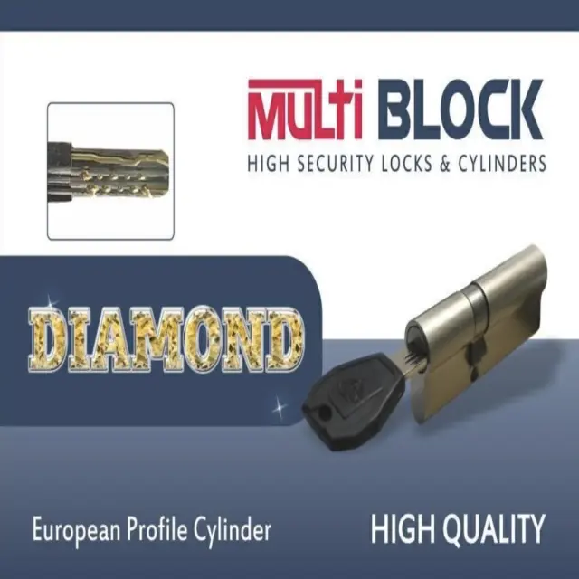 Multi block Diamond Κλειδαριά-Κύλινδρος Θωρακισμένης Πόρτας Ασφαλείας nikel 30×50 / CY3050 3