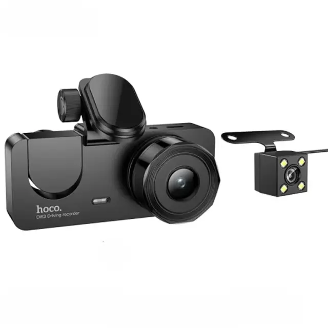 Καταγραφική Κάμερα Αυτοκινήτου Hoco DI63 Universe 720p HD 150mAh Ultra Wide Γωνία Λήψης 145° 2" Οθόνη με Ταυτόχρονη Καταγραφή απο 3 Κάμερες