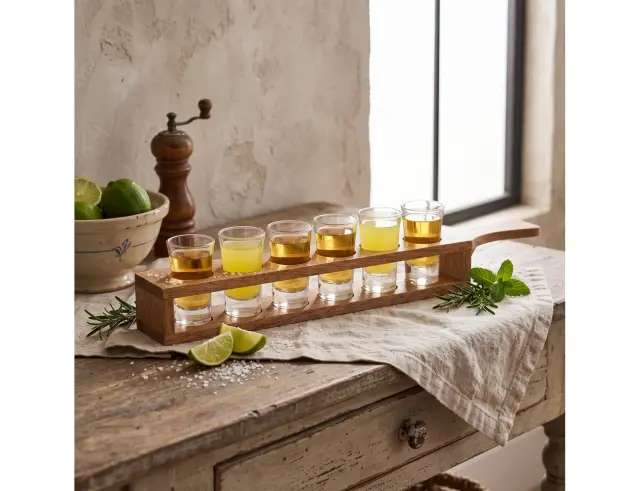 Σετ Ποτήρια Σφηνάκια & Ξύλινη Βάση Victor Secret de Gourmet με χωρητικότητα 24ml - 7 τεμάχια 188914