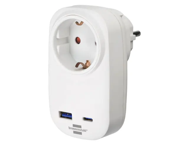 Μονόπριζο Ασφαλείας Brennenstuhl - 1x Schuko - 1x USB-A , 1x USB-C - Λευκό150173