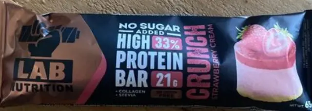 Lab Nutrition Premium Crunch Protein Bar Strawberry Cream Κρέμα Φράουλα Τραγανή Μπάρα Πρωτεΐνης, 65g
