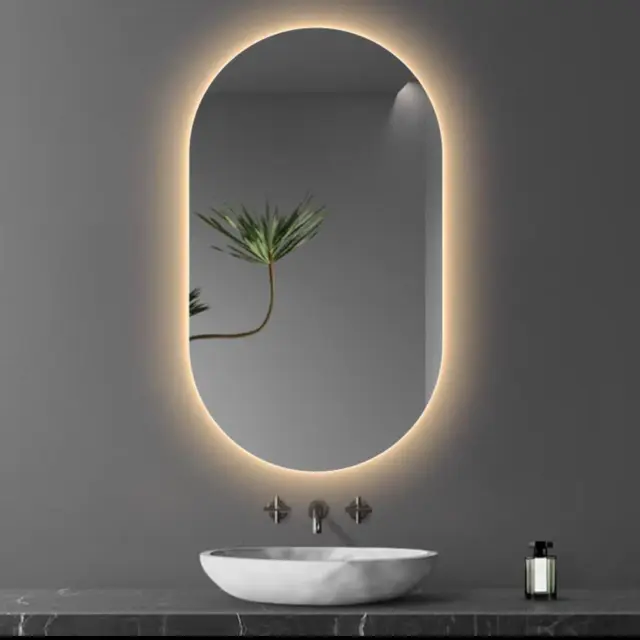 Stewehome LED Φωτισμένο Οβάλ Καθρέφτη Μπάνιου 45x85 cm