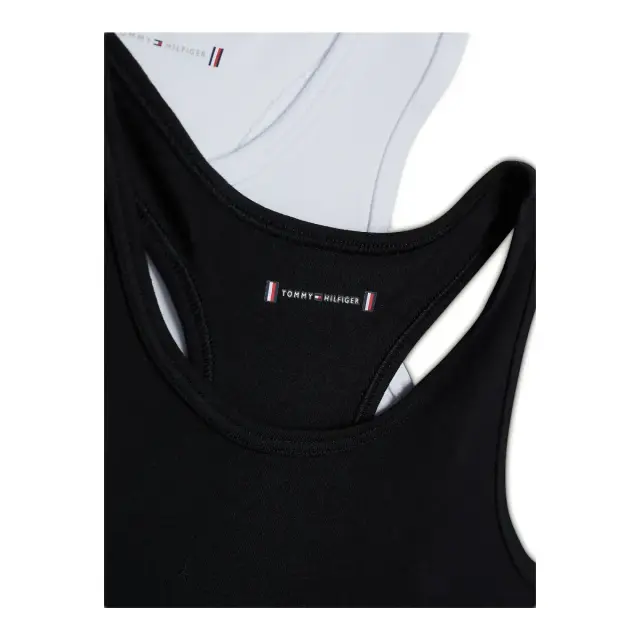 Tommy Hilfiger Παιδικό Μπουστάκι Κορίτσι TH Original Racerback - Διπλό Πακέτο, Χρώμα Λευκό-Μαύρο 3