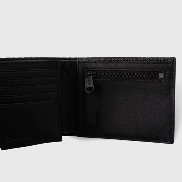 Calvin Klein - Ανδρικό Δερμάτινο Πορτοφόλι Textured Leather Trifold K50K511377-0GL Μαύρο 3