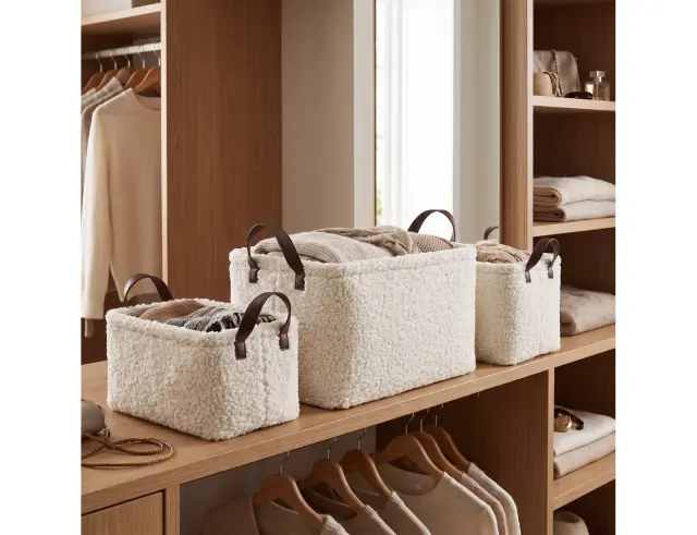 Σετ διακοσμητικά καλάθια Μπουκλέ Home Deco Factory με χερούλια - 3 τεμάχια RG0031