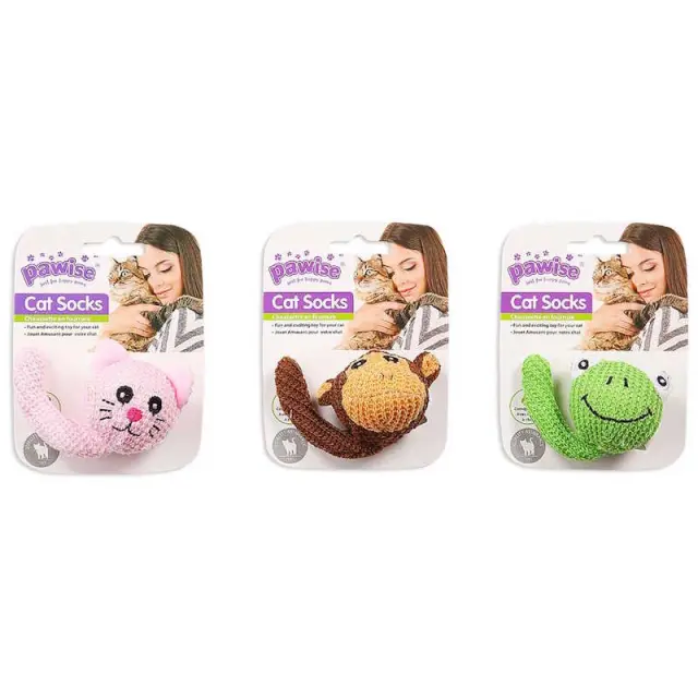 Pawise Cat Socks Λούτρινο Ζωάκι με Κουδουνάκι & Catnip (10cm) 20x0x11cm Μονόχρωμο