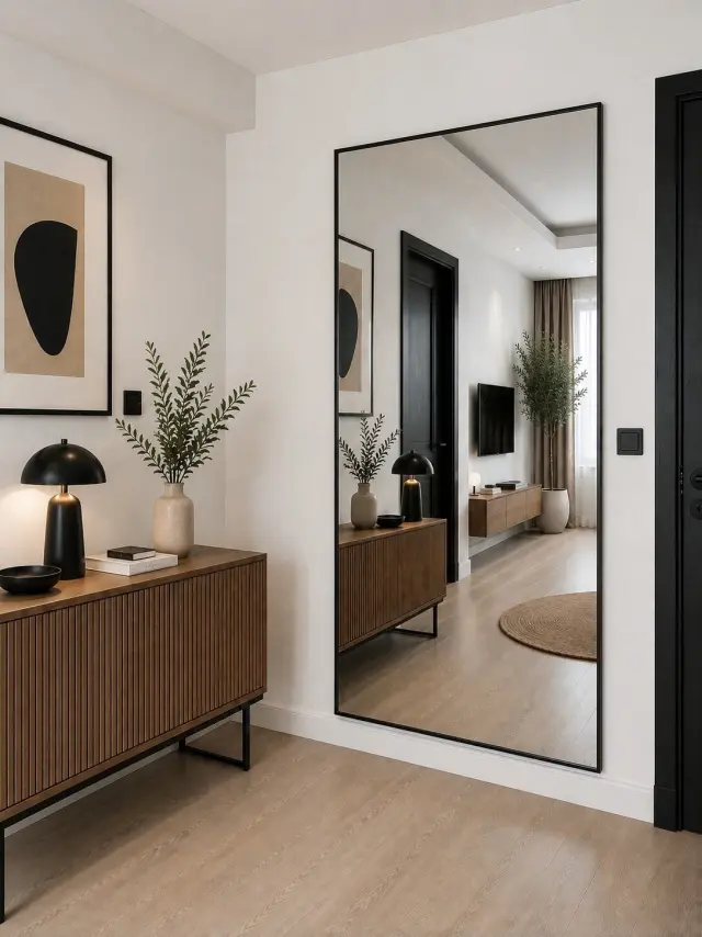 Stewehome Καθρέφτης ορθογώνιος με πόδια μαύρος 180x80 cm 3