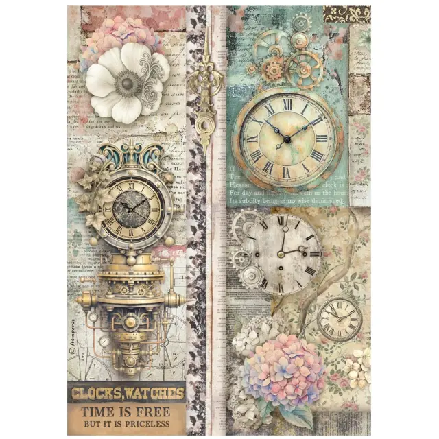 Ριζόχαρτο ντεκουπάζ Stamperia 21x29cm A4, Gardens of Time, Time is free