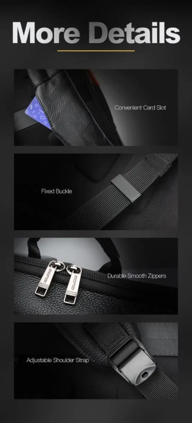 Δερμάτινο Σακίδιο πλάτης Αντικλεπτικό 28L Laptop 17,3 Bopai 61-121971 μαύρο - One Size 3