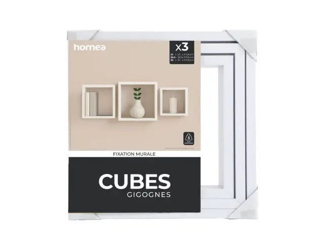 Σετ Ράφια Τοίχου Cubes Homea - White - 3 τεμάχια 6RAN789BC 2