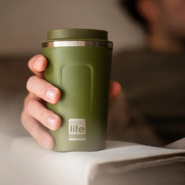 Ecolife® - Coffee Thermos 370ml- Green. 2