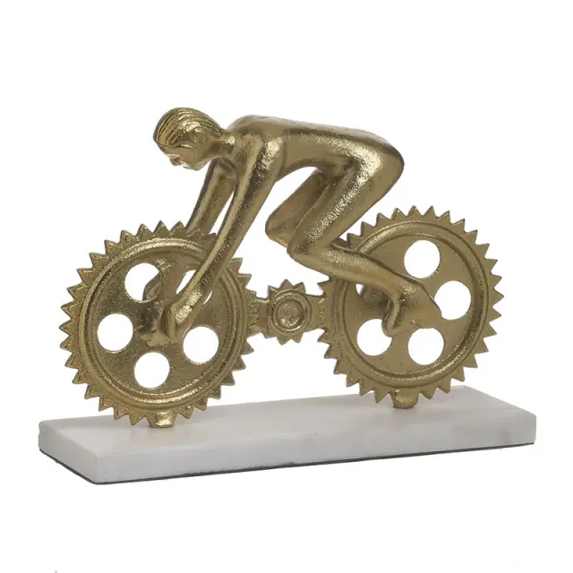 Φιγούρα Ποδηλάτης Χρυσό Μέταλλο 25x10x20cm 3-70-757-0034