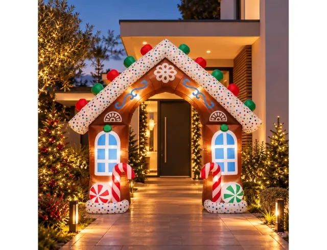 Χριστουγεννιάτικο Φουσκωτό Gingerbread με φωτισμό LED και ύψος 2.7m DIF000170