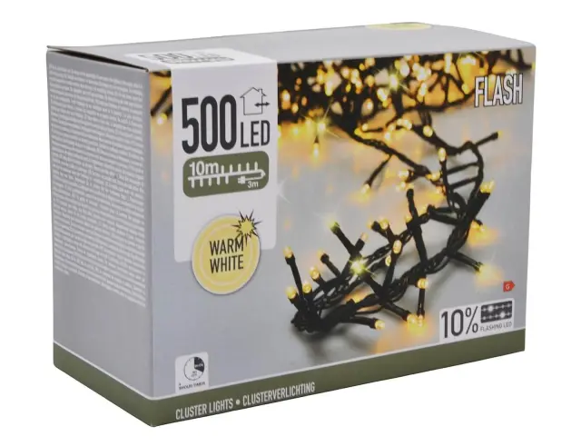 500 Φωτάκια LED - 10 Μέτρα + 3 Μέτρα σύνδεσης, Κανονική Διάταξη, Πράσινο καλώδιο - Θερμό λευκό AGL000300 2