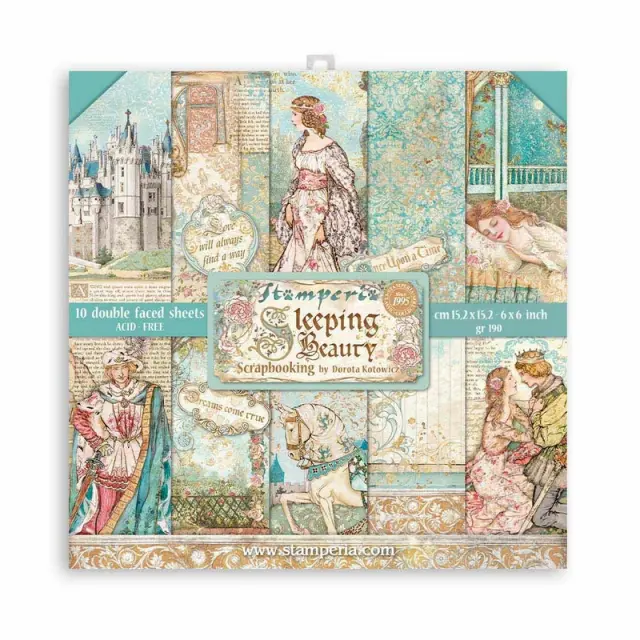 Χαρτιά scrapbooking Stamperia 10τεμ 15.24x15.24cm, Sleeping Beauty