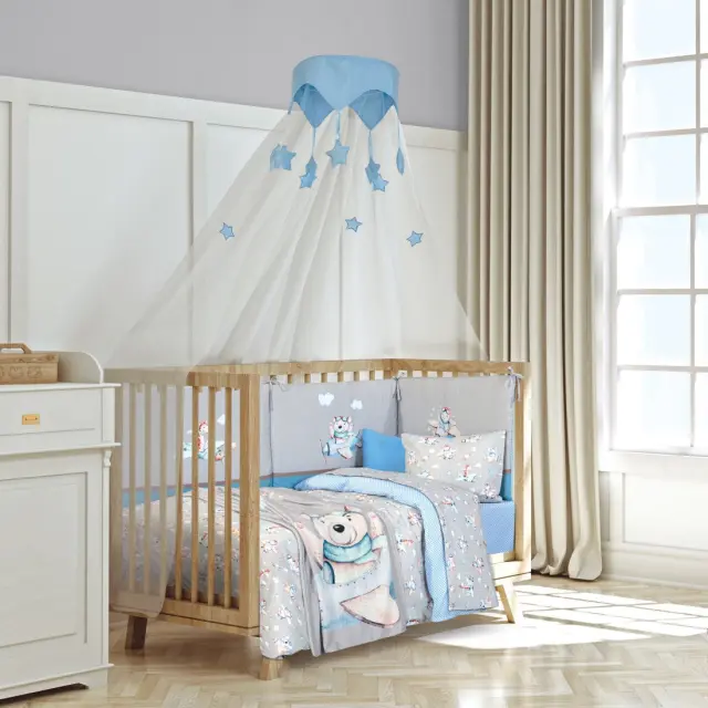 Κουβέρτα χειμωνιάτικη Κούνιας 110x150 Grey - Blue 8851 Greenwich Polo Club 3