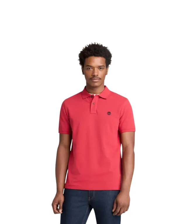Timberland - Ανδρικό T-shirt Polo με Λογότυπο TB0A6VDP-N96 Κόκκινο - S
