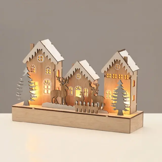AcaLight Offer ΧΡΙΣΤΟΥΓΕΝΝΙΑΤΙΚΟ ΔΙΑΚΟΣΜΗΤΙΚΟ ΞΥΛΙΝΟ ΧΩΡΙΟ 10 LED ΘΕΡΜΟ ΛΕΥΚΟ ΜΕ ΜΠΑΤΑΤΑΡΙΕΣ 2ΧΑΑ IP20 250x70x150mm