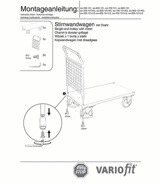 Variofit sw-500.101/AG Τρόλεϊ Μεταφοράς για Φορτίο Βάρους ως 400kg 3