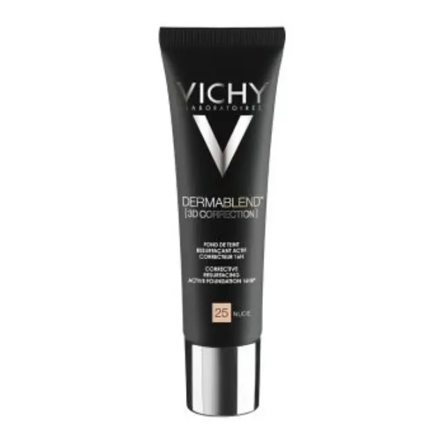Vichy Dermablend 3D Correction 25 Nude Make Up Ενεργής Διόρθωσης 16 Ωρών Υψηλής Κάλυψης για Λιπαρές Επιδερμίδες, 30ml 2