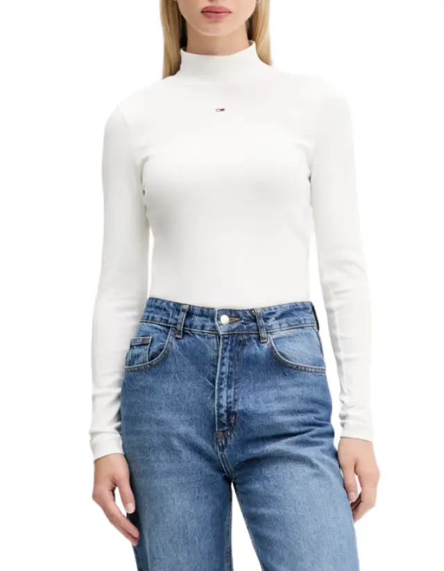 Tommy Hilfiger γυναικεία ριμπ μπλούζα με χαμηλό ζιβάγκο DW0DW19830-3