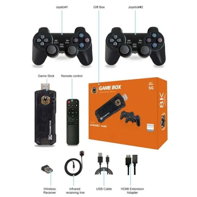 Κονσόλα παιχνιδιών 8k ultra HD android TV game dual system stick - Μαύρο 2