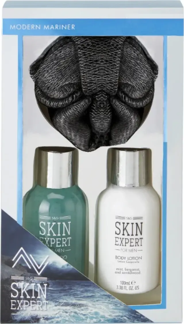 Style & Gr Skin Expert Mini Ανδρικό Σετ Περιποίησης: Mini Grooming Kit: Hair & Body Wash 100ml & Body Lotion 100ml + Body Puff