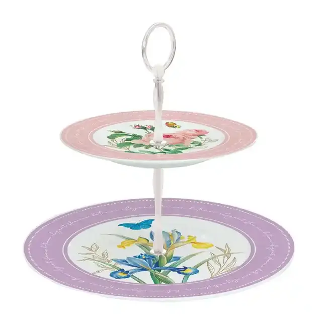 Easy Life Διώροφη Τουρτιέρα Πορσελάνης Royal Blossom 14.5cm / 18cm Πολύχρωμο