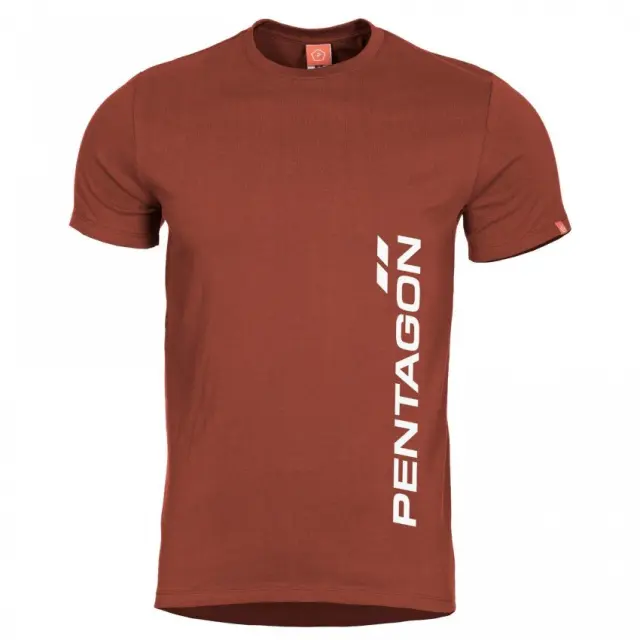 Pentagon Ageron ''Vertical'' T-Shirt-Μπλουζάκι Μακό για Τακτική - Καθημερινή Χρήση - 74-Maroon Red-Κεραμιδί
