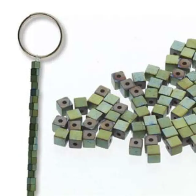 Χάντρα Αιματίτης Green - Cube 1x1mm ~150τεμ