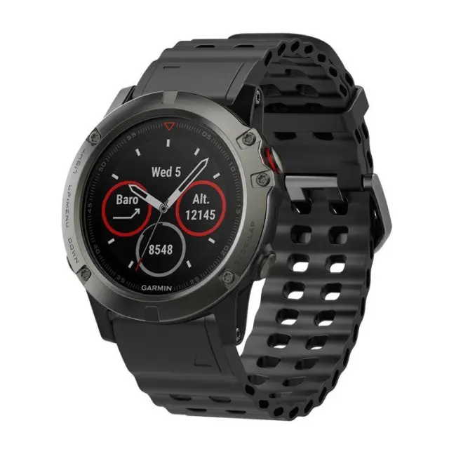 Λουράκι Σιλικόνης Ocean για Garmin Fenix 3/5x/3hr/5x Plus/6x/6x Pro/7x/8/9 (51mm) – Μαύρο OEM