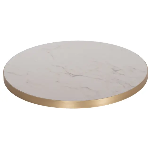 ΕΠΙΦΑΝΕΙΑ ΤΡΑΠΕΖΙΟΥ SINTERED STONE FB96653.12 WHITE MARBLE--ΠΛΑΙΣΙΟ ALU ΧΡΥΣΟ Φ70εκ.