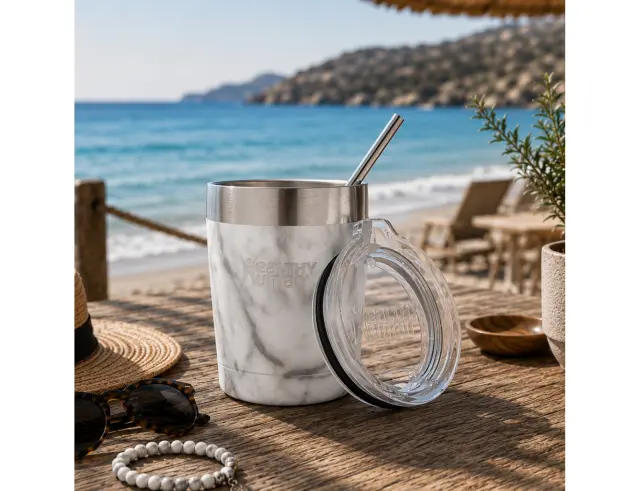 Ποτήρι Θερμός Cruiser Healthy Human με χωρητικότητα 354ml και διατήρηση θερμοκρασίας 12h ζεστό / 24h κρύο - Stone White 12OZ - Stone White