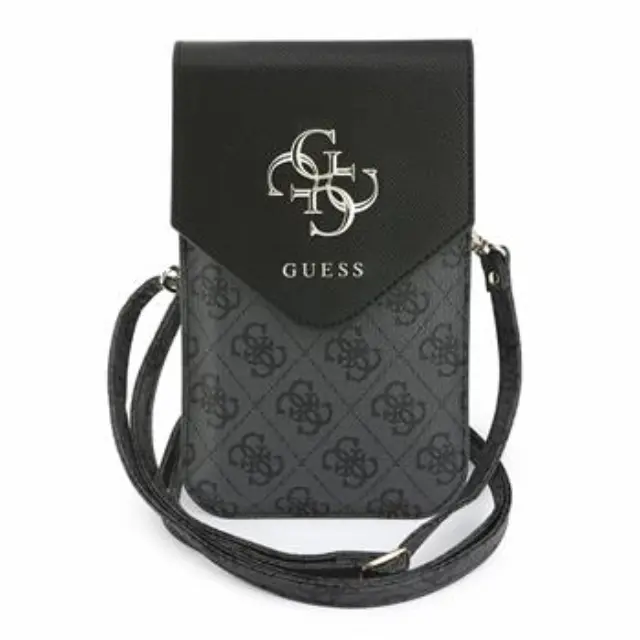Guess PU Leather+Grained 4G Metal Logo Phone Bag Black