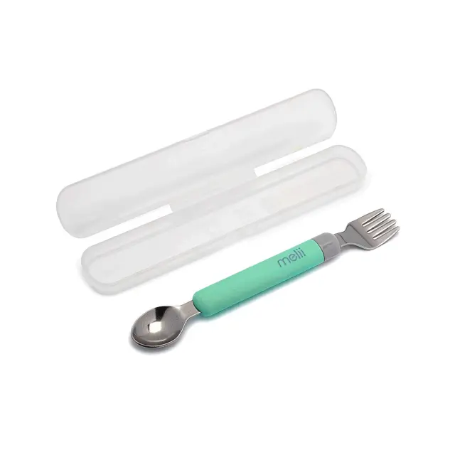 Melii Κουτάλι & Πιρούνι σε θήκη Spork On the Go Mint/Grey MEL11250 3