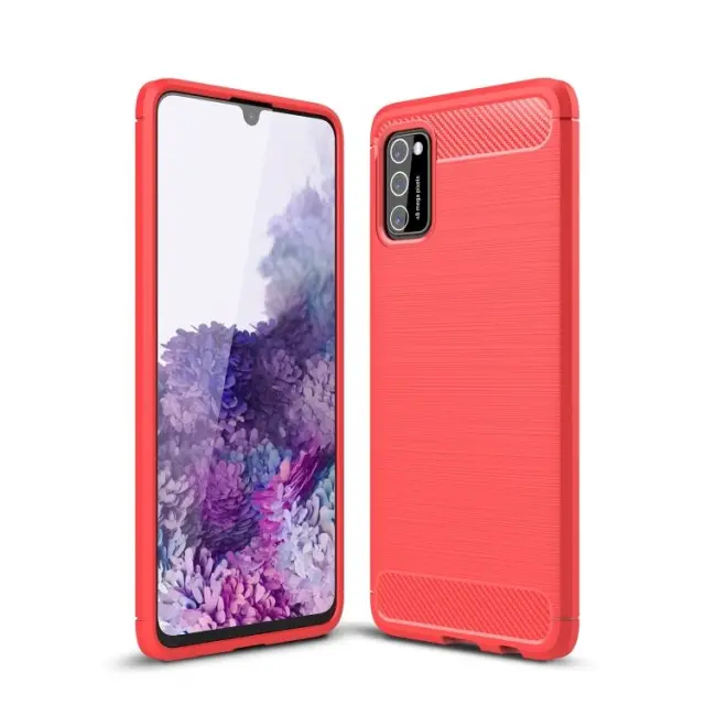 Θήκη Κάλυμμα Πλάτης Brushed Carbon TPU για Galaxy A03s- Red