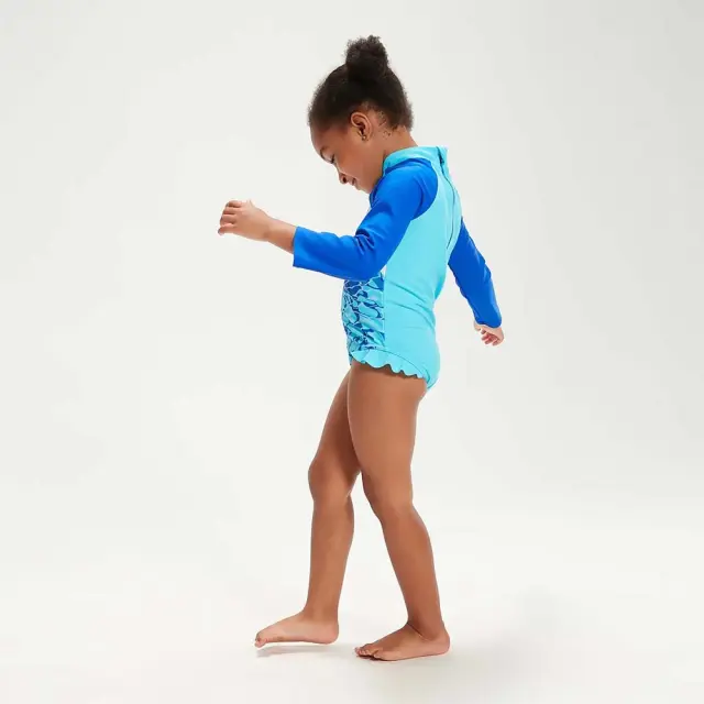 Speedo Girl's Digital Long Sleeve Frill Swimsuit Γαλάζιο 81349915139 (Speedo) 2