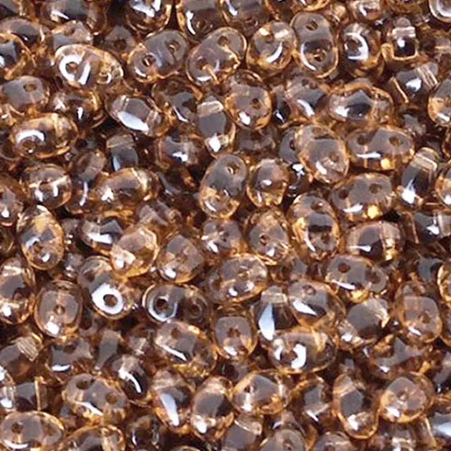Χάντρα MiniDuo - Smoked Topaz 2x4mm ~7gr