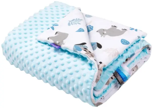 Παιδική Κουβέρτα 2 Όψεων 75x100cm Minky Blue Safari Turquoise 5904506803903 3