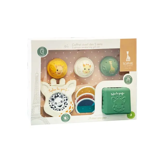 Sophie La Girafe Coffret d eveil sensoriel - Ακοή - Όραση - Αφή Σετ 3 παιχνιδιών που διεγείρουν τις αισθήσεις