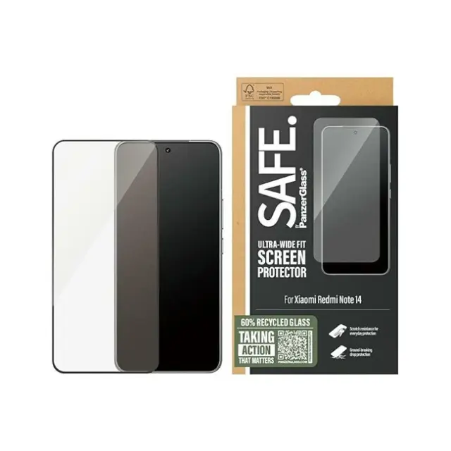 PanzerGlass Screen Protection Safe Ultra-Wide Fit Black Frame Xiaomi Redmi Note 14