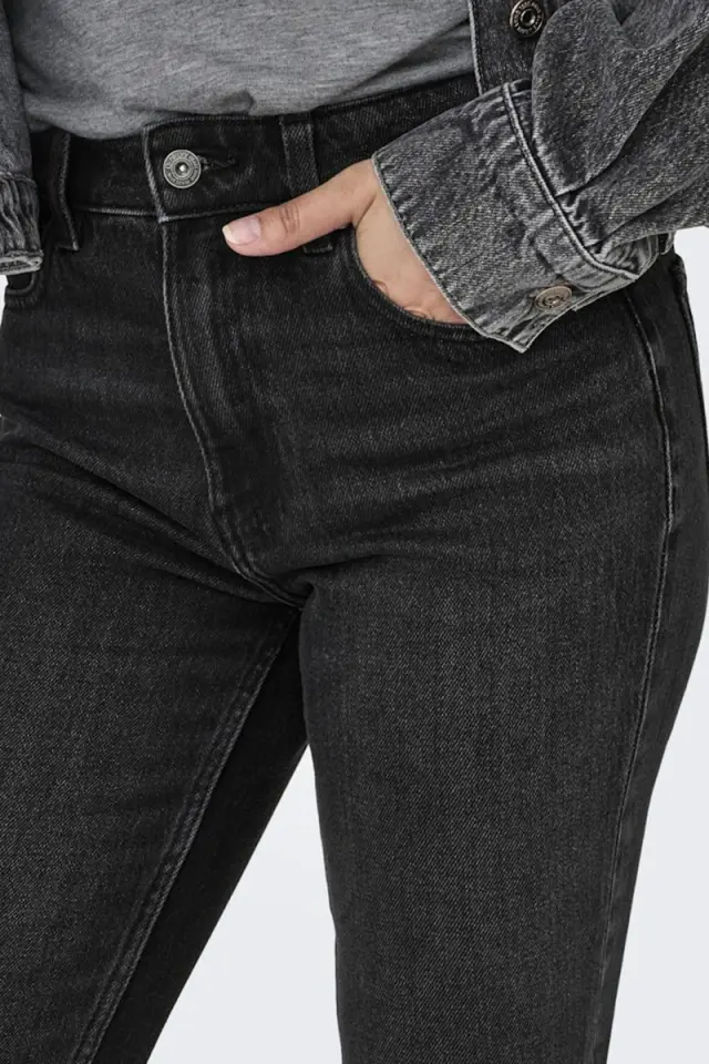 Only Onlemily Jeans Ψηλόμεσο με Ίσια Γραμμή NOOS Μαύρο 2