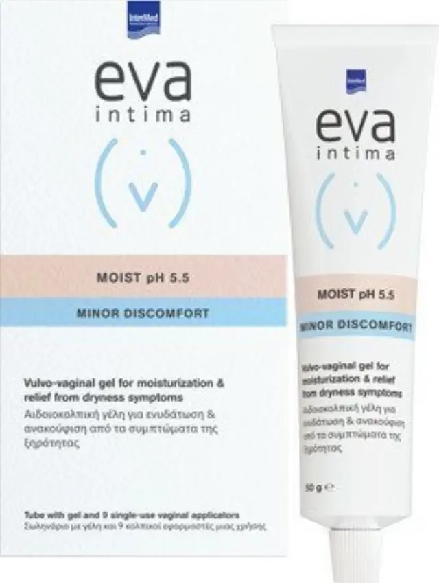 Intermed Eva Intima Minor Discomfort Moist pH 5.5 Αιδιοκολπική Γέλη για Ανακούφιση απο τα Συμπτώματα της Ξηρότητας, 9 Κολπικοί Εφαρμοστές Μιας Χρήσης